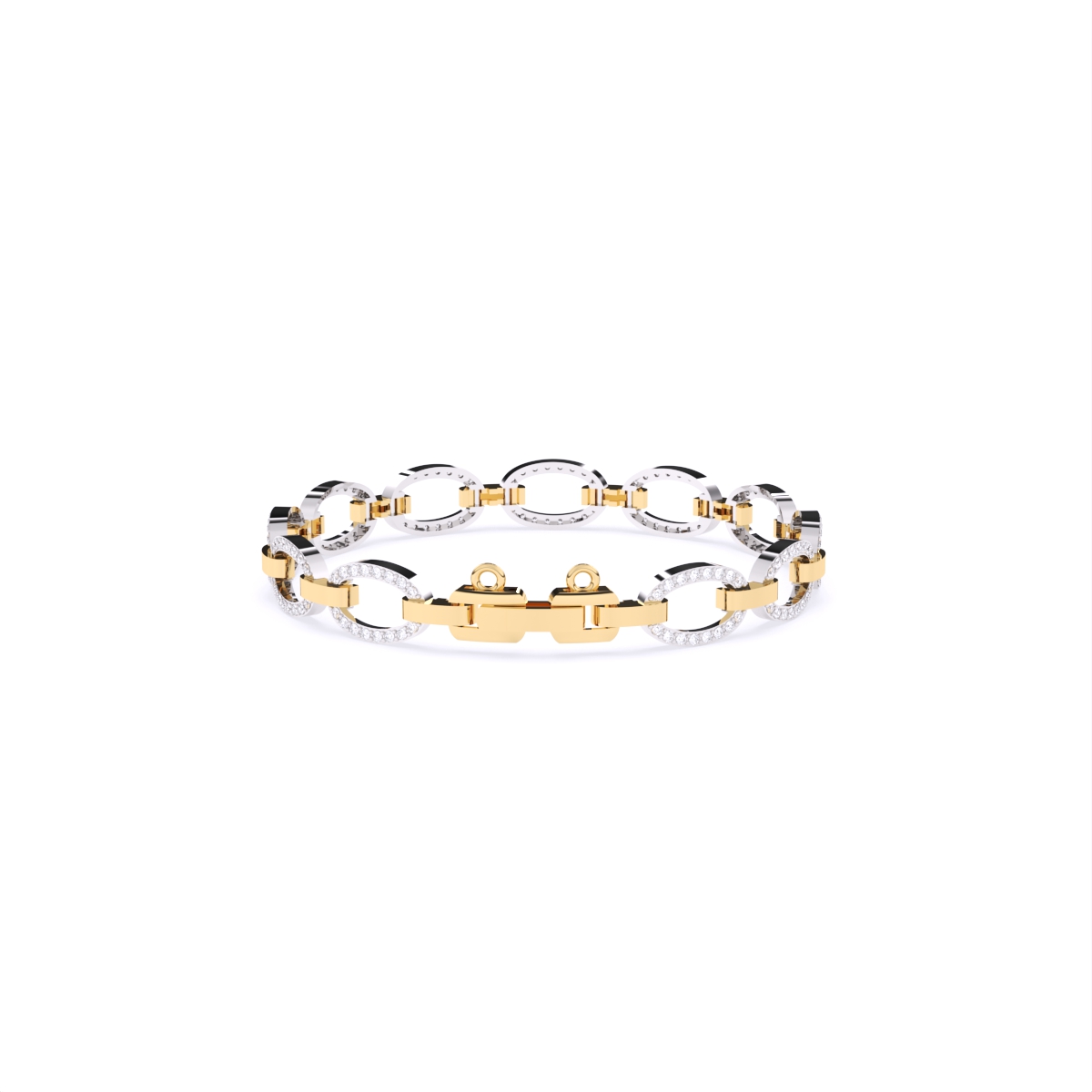 Oval Link Chain Diamond Bracelet