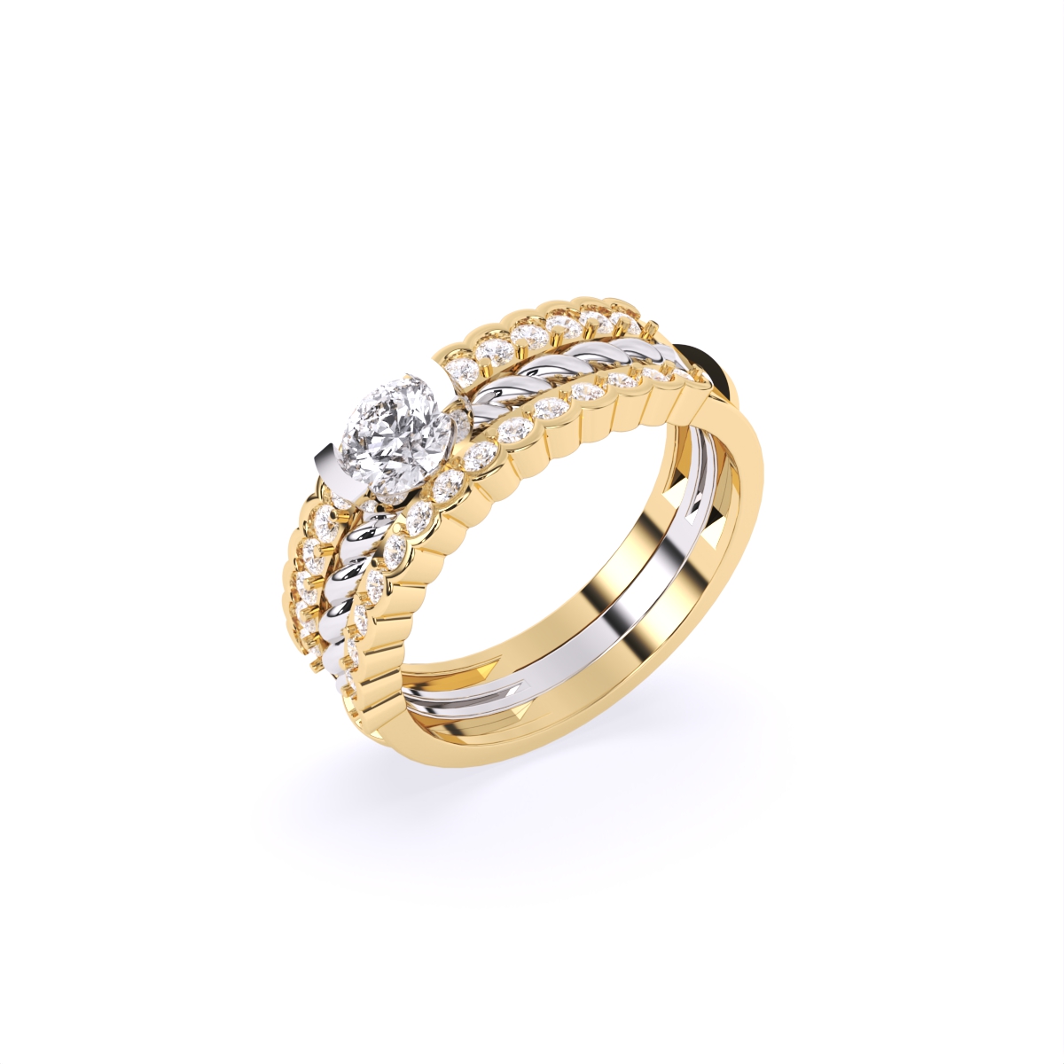trio layered centerpiece diamond ring