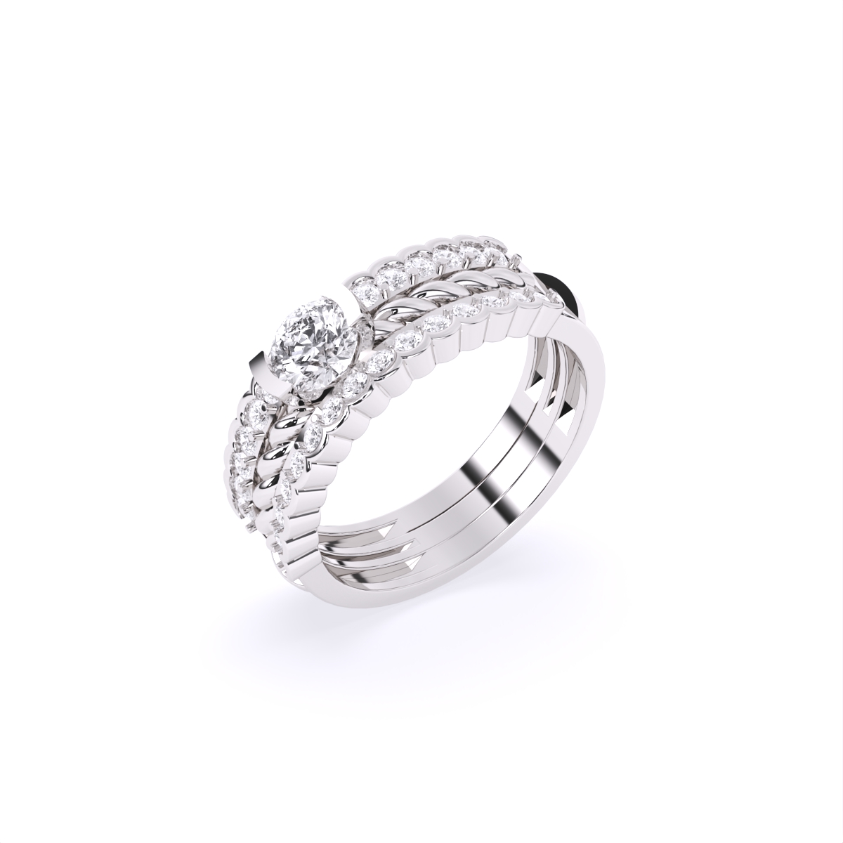 trio layered centerpiece diamond ring