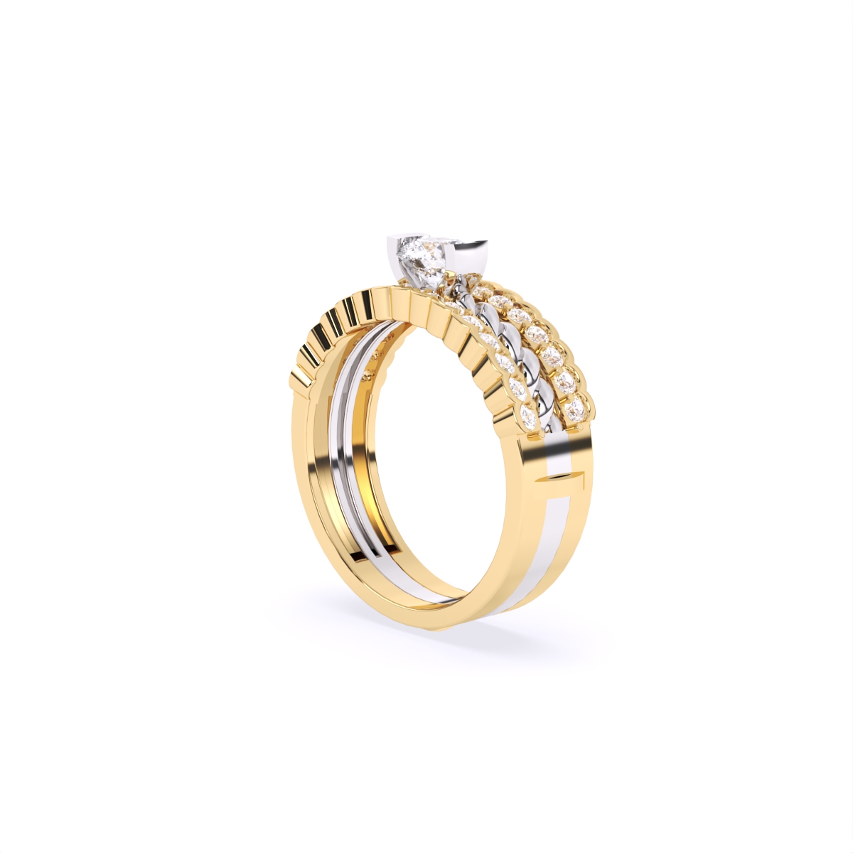 trio layered centerpiece diamond ring