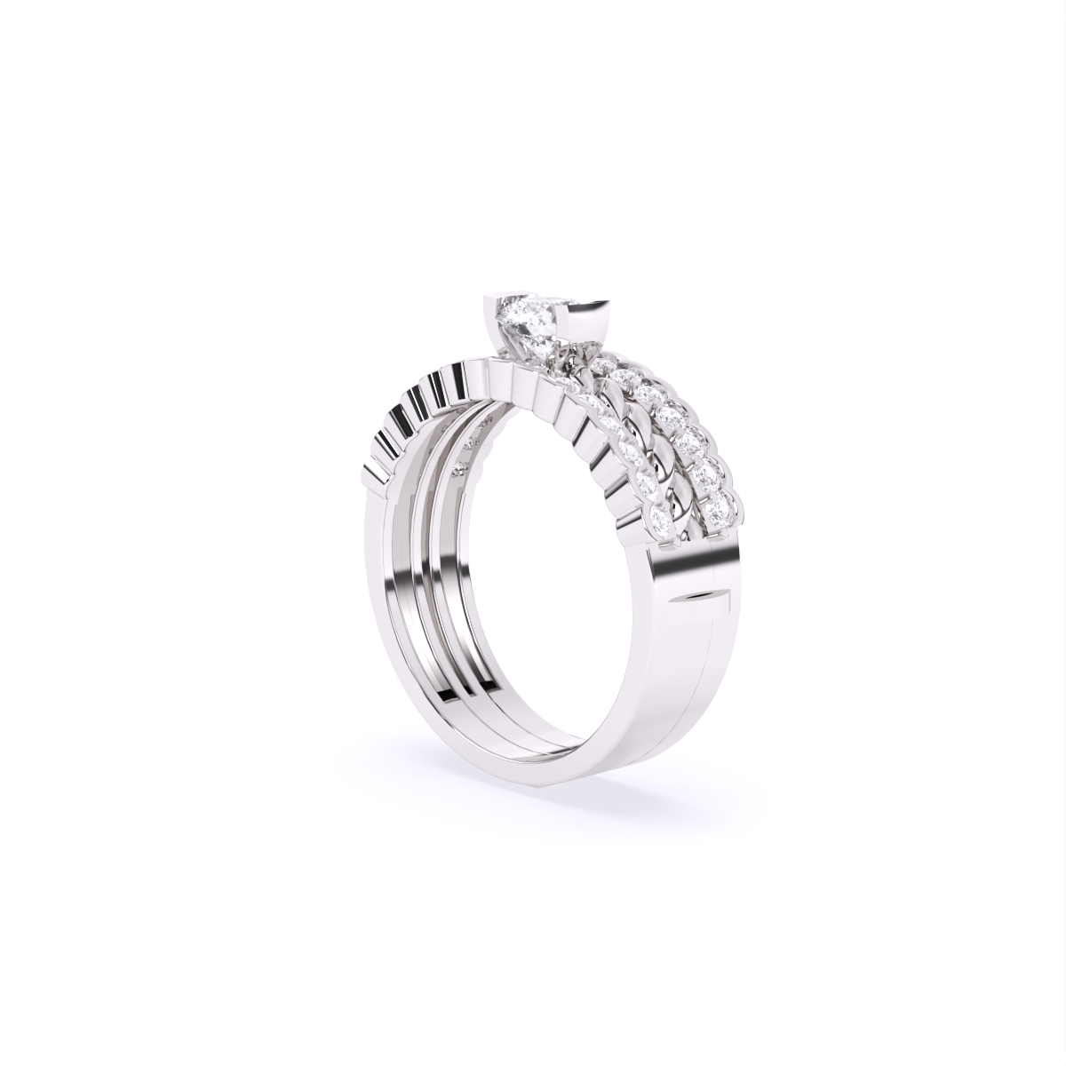 trio layered centerpiece diamond ring