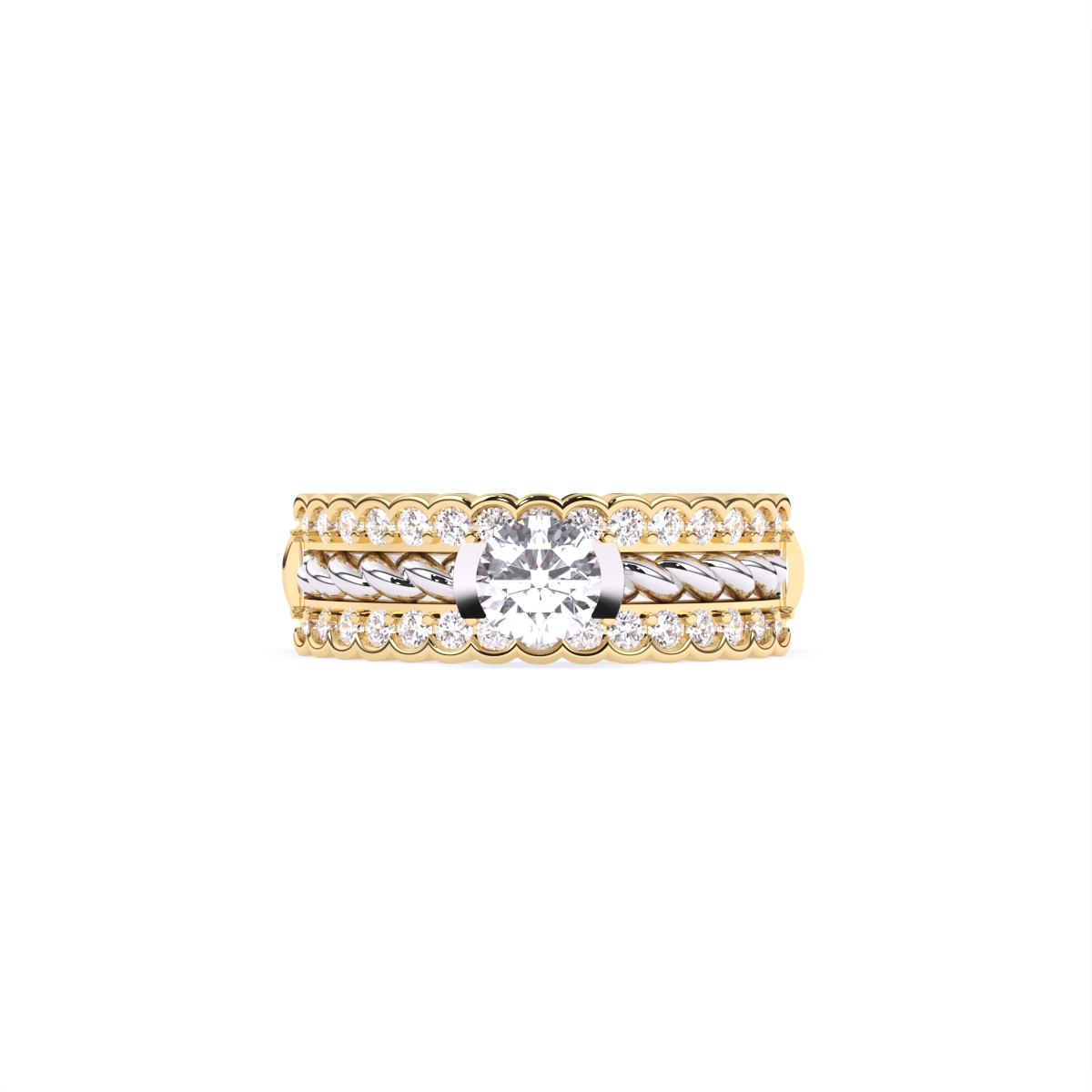 trio layered centerpiece diamond ring