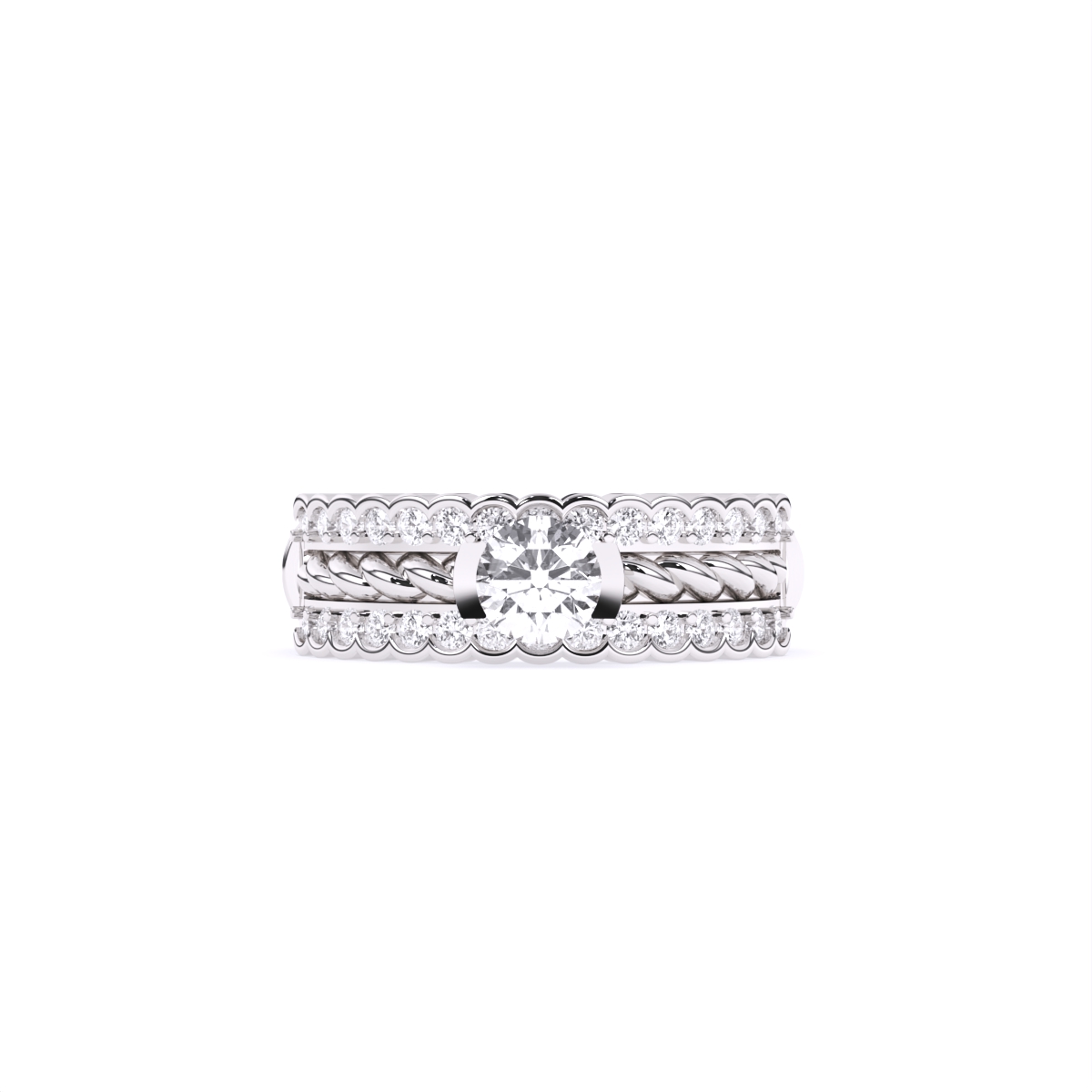trio layered centerpiece diamond ring