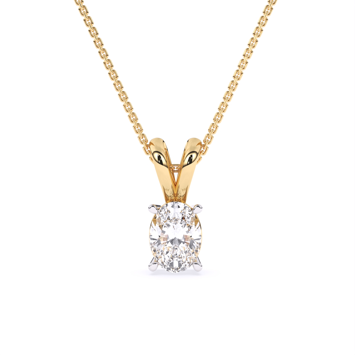 Sleek Oval Diamond Pendant