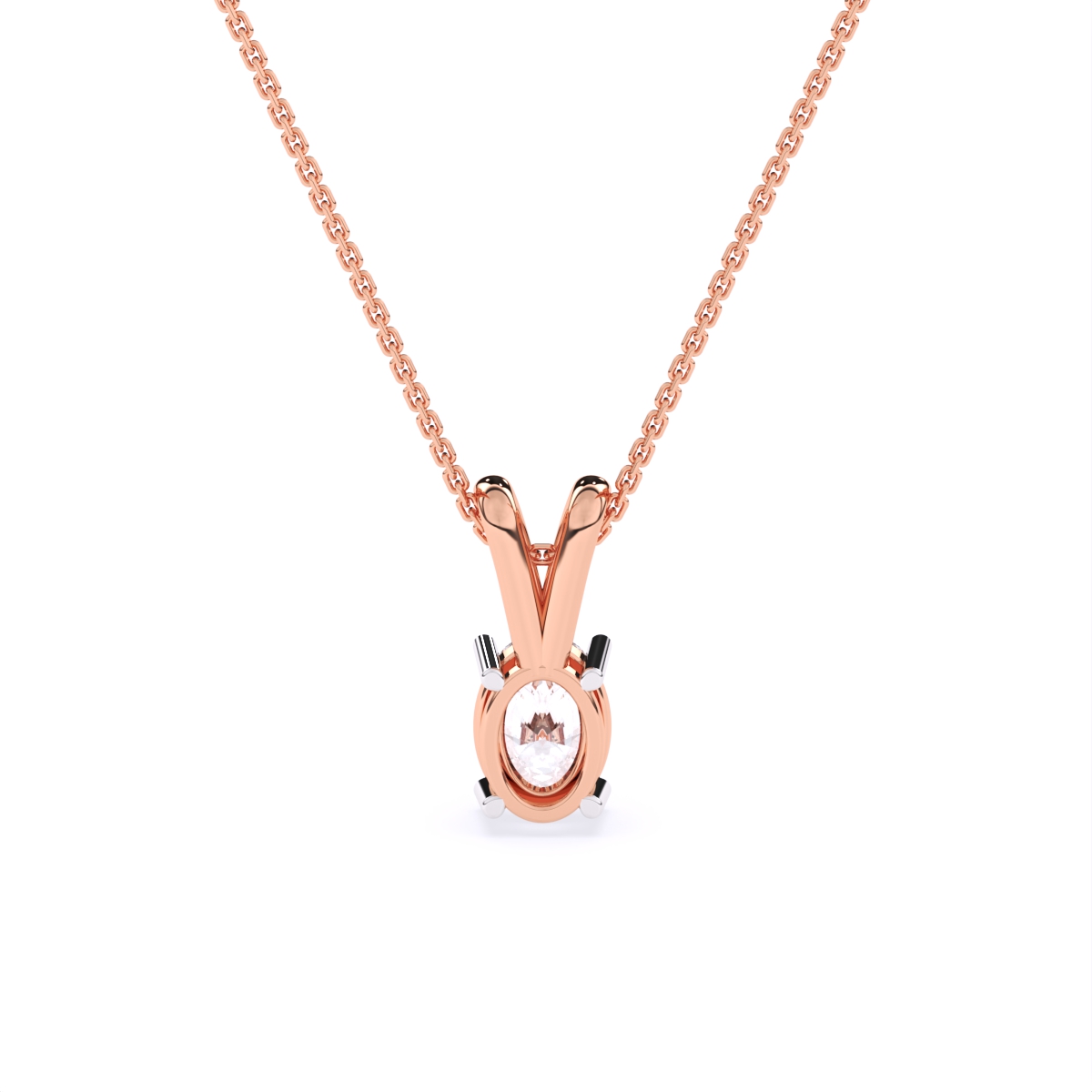 Sleek Oval Diamond Pendant