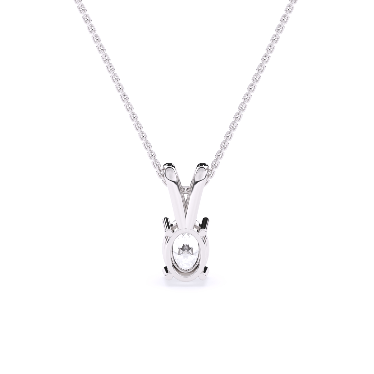 Sleek Oval Diamond Pendant