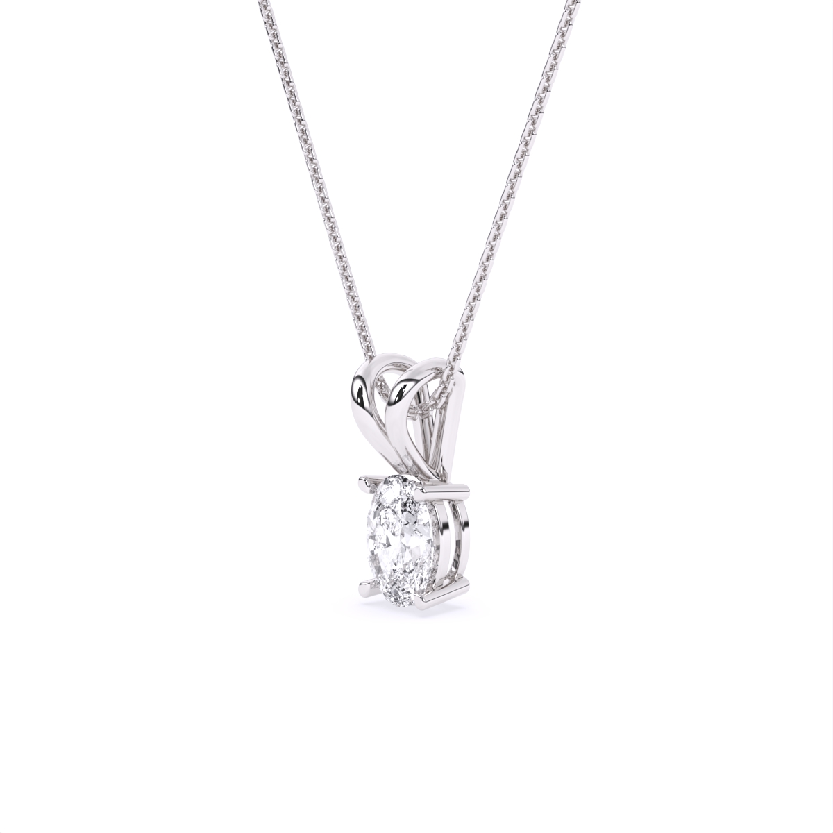 Sleek Oval Diamond Pendant