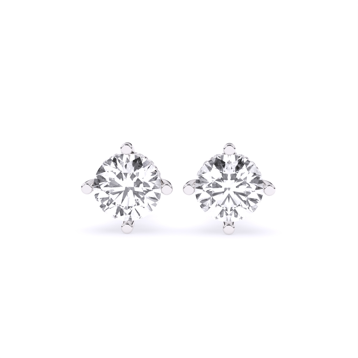 Accent Diamond Round Stud Earrings