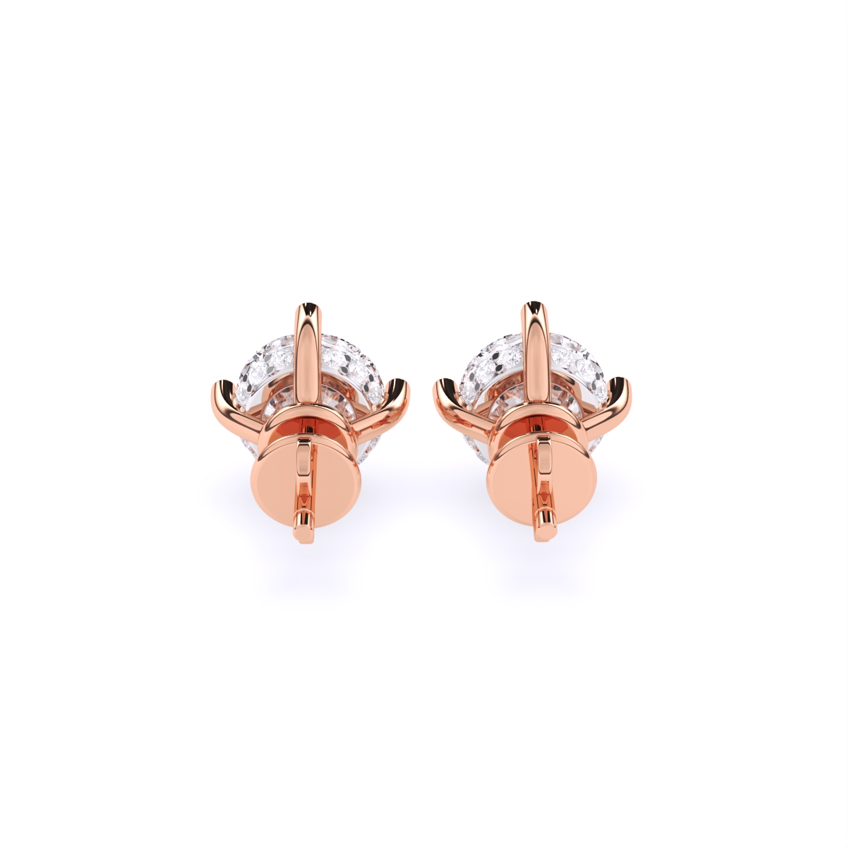 Accent Diamond Round Stud Earrings