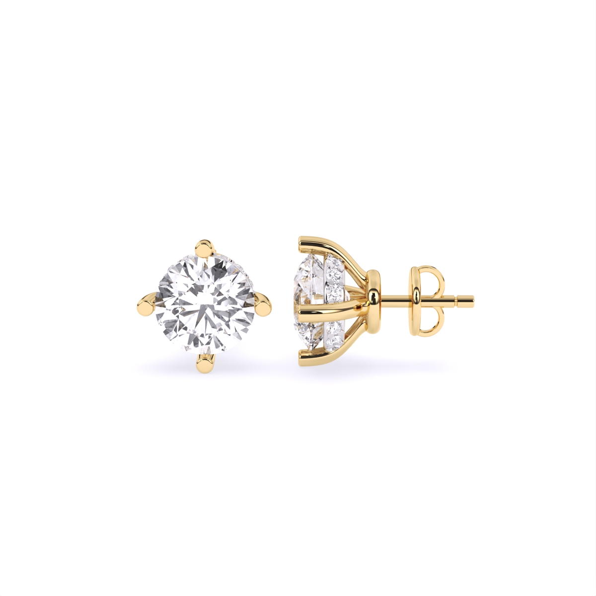 Accent Diamond Round Stud Earrings