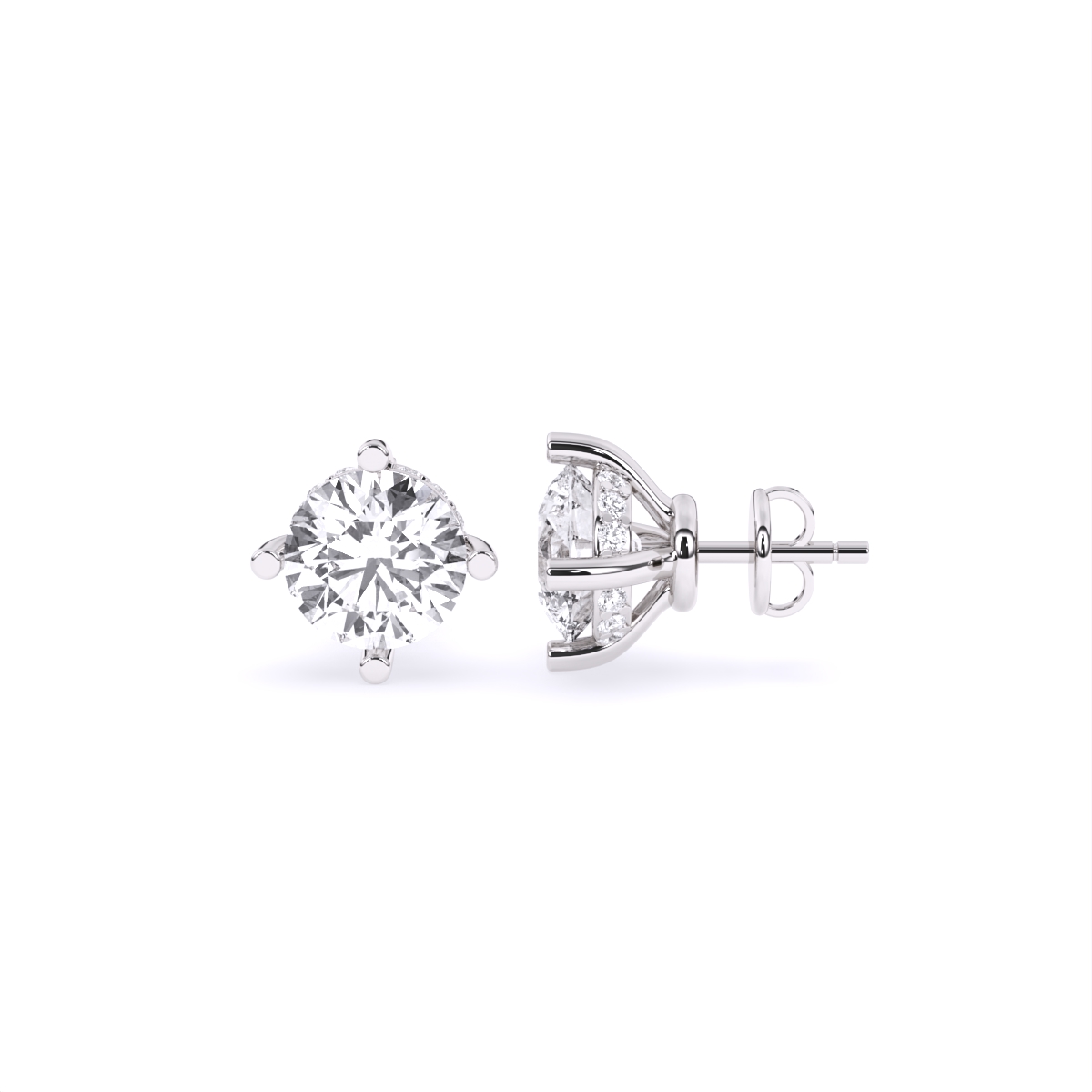 Accent Diamond Round Stud Earrings