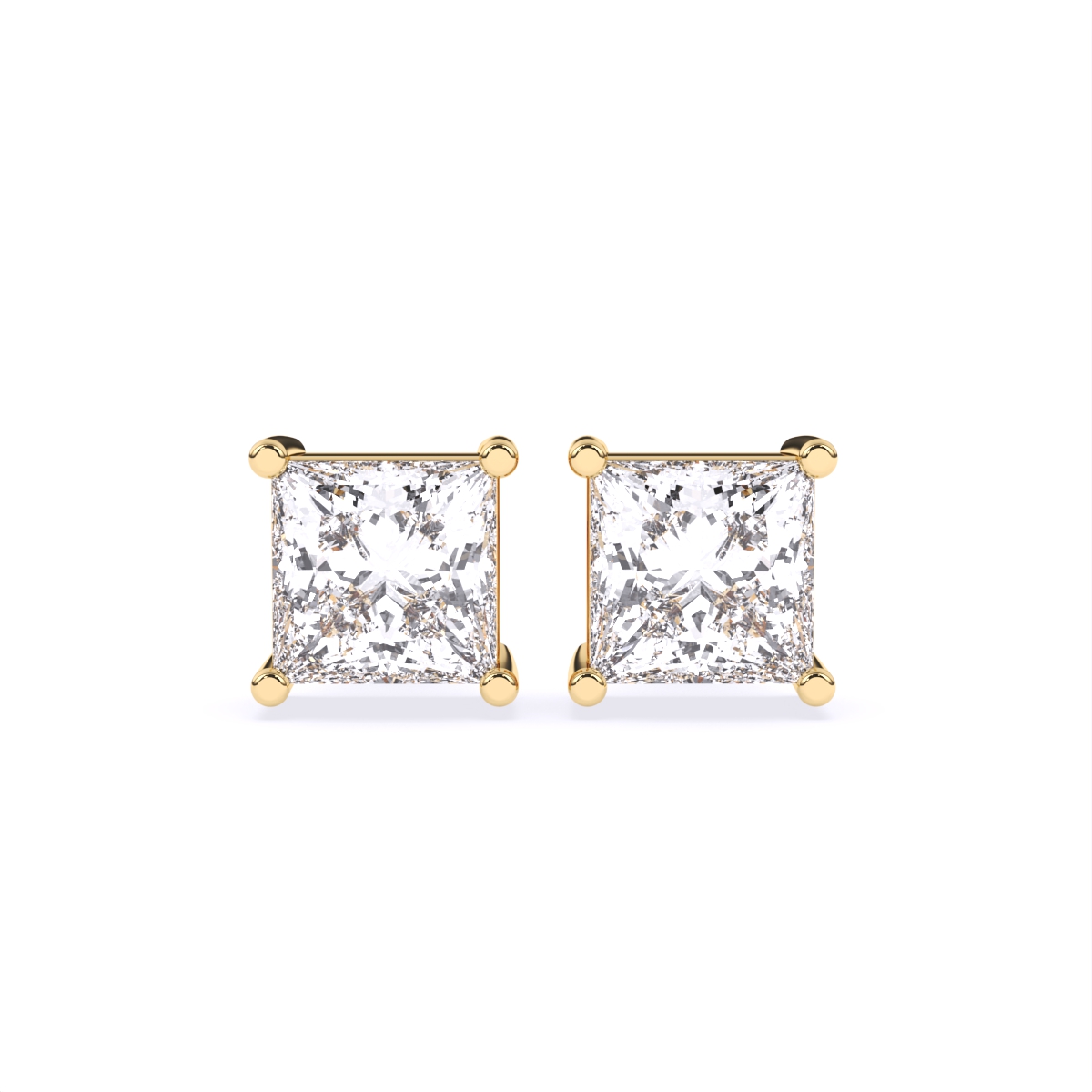 Minimalist Princess Diamond Stud Earrings