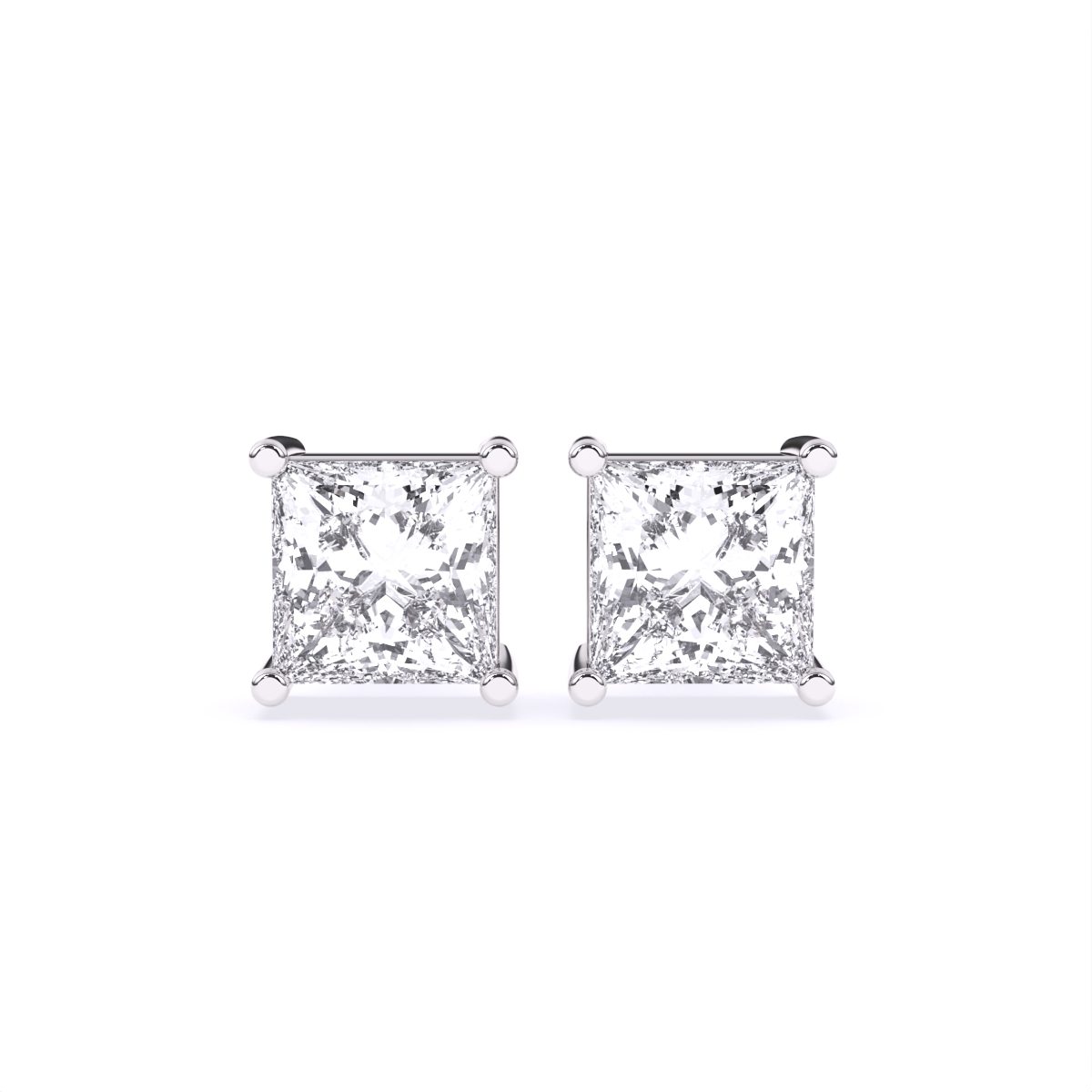 Minimalist Princess Diamond Stud Earrings