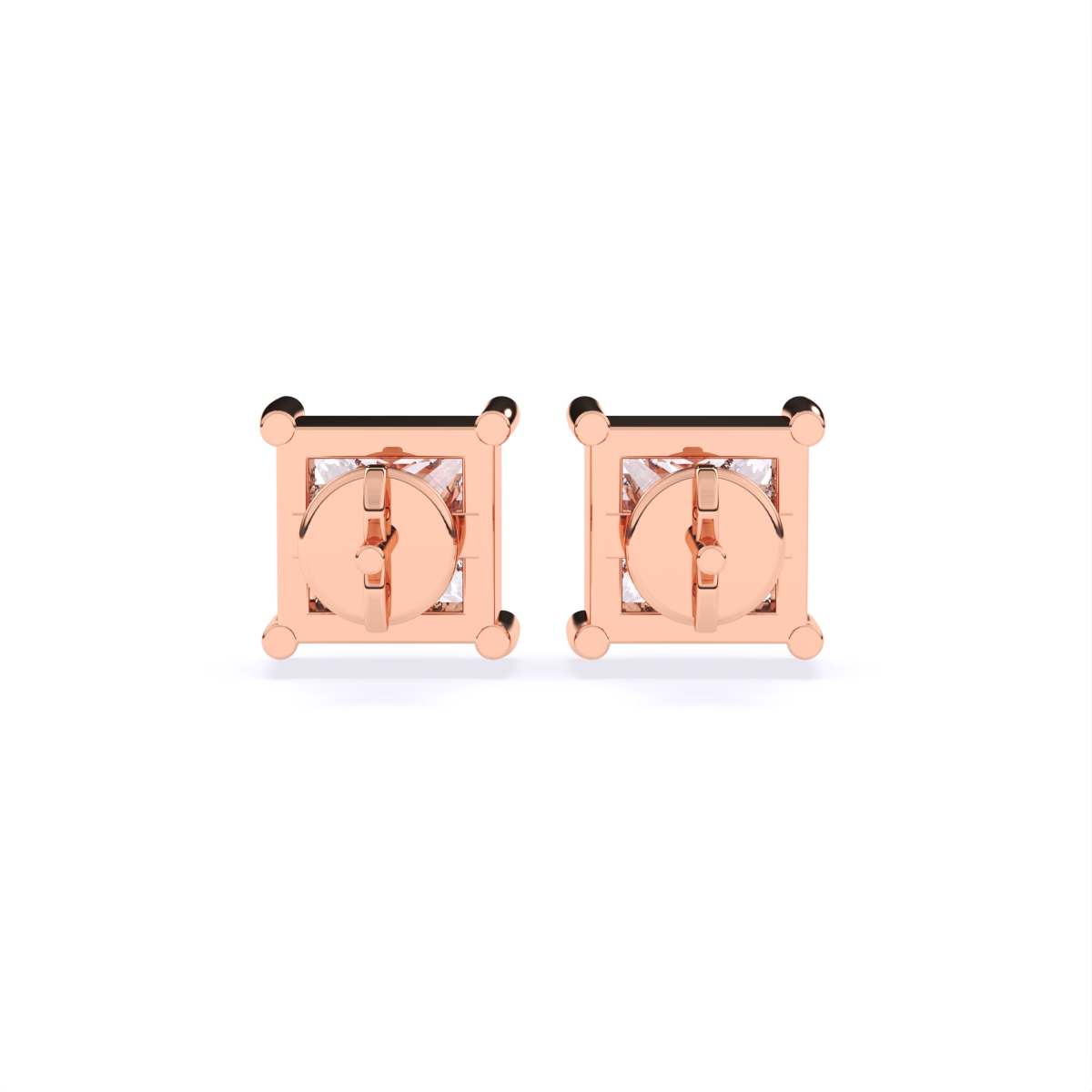 Minimalist Princess Diamond Stud Earrings