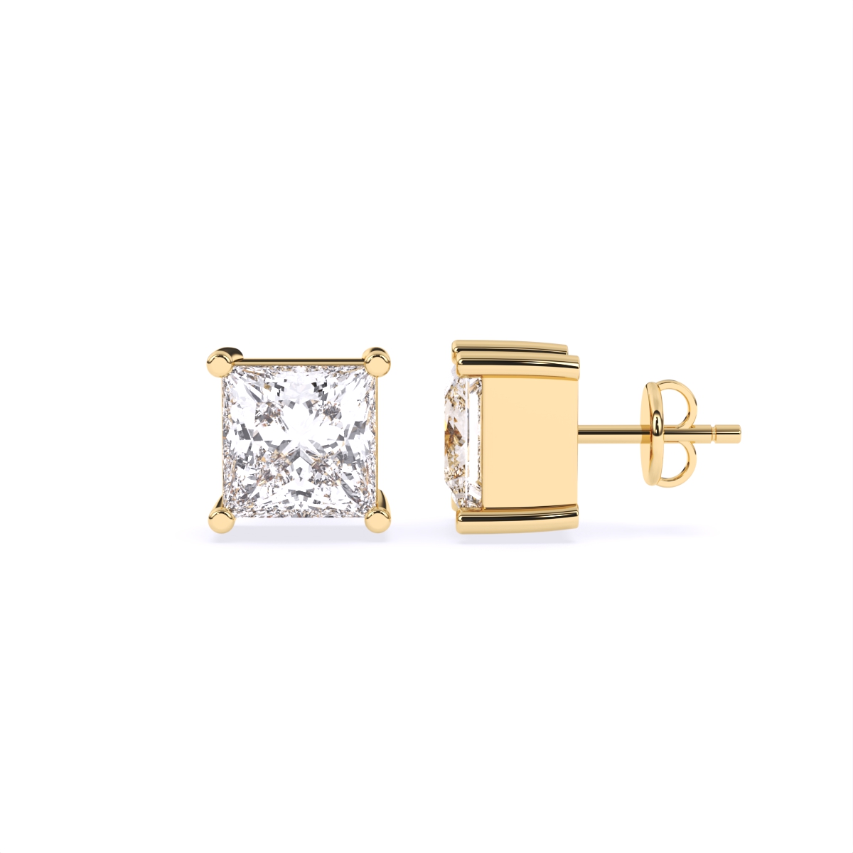 Minimalist Princess Diamond Stud Earrings