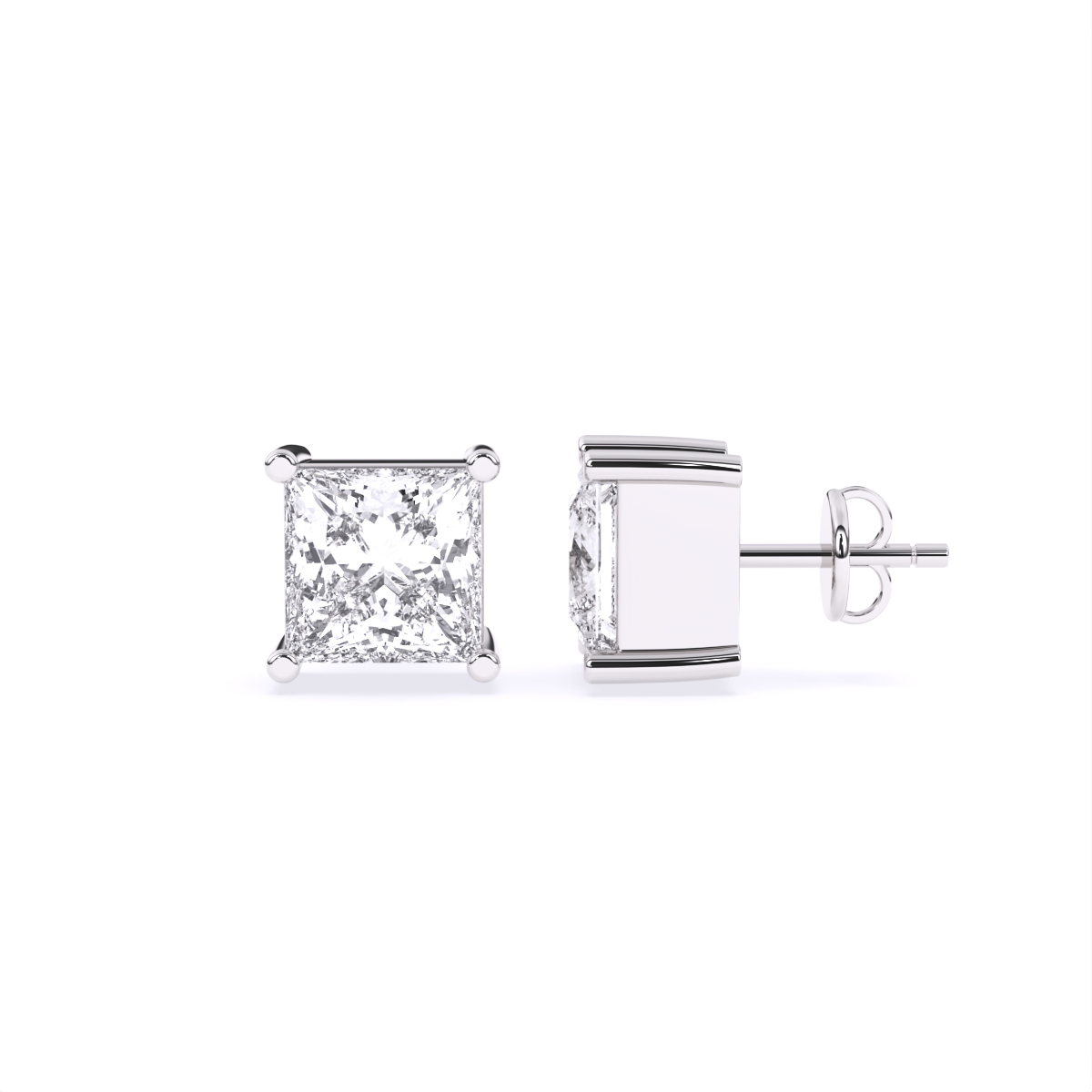 Minimalist Princess Diamond Stud Earrings
