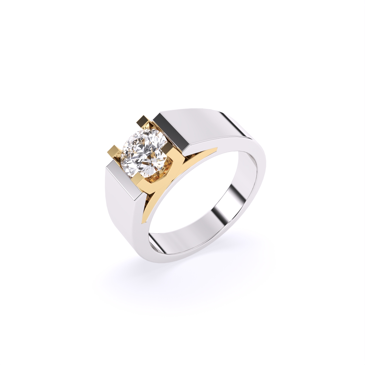 Two-Tone Solitaire Diamond Ring