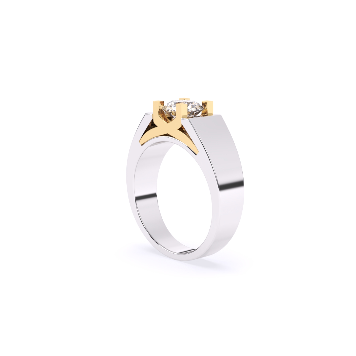 Two-Tone Solitaire Diamond Ring