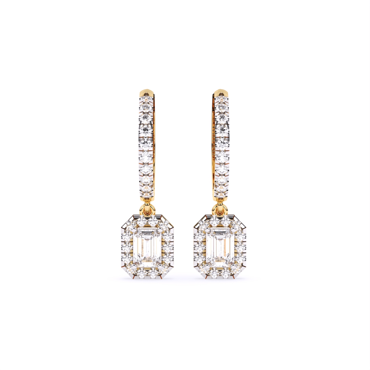 Glamorous Emerald Style Diamond Hoop Earrings