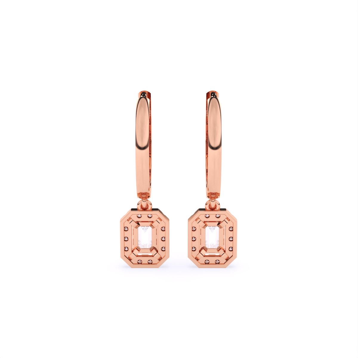 Glamorous Emerald Style Diamond Hoop Earrings