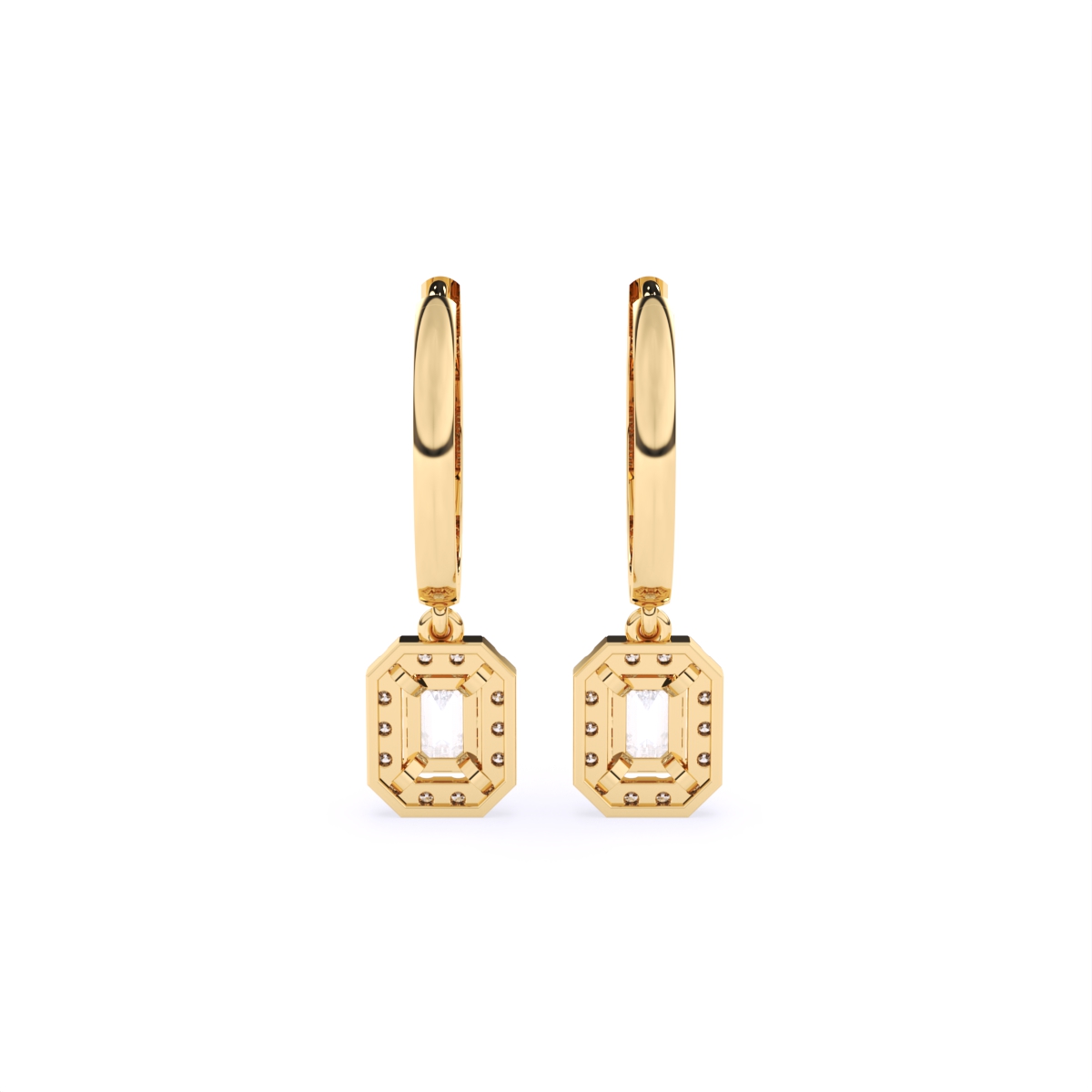 Glamorous Emerald Style Diamond Hoop Earrings