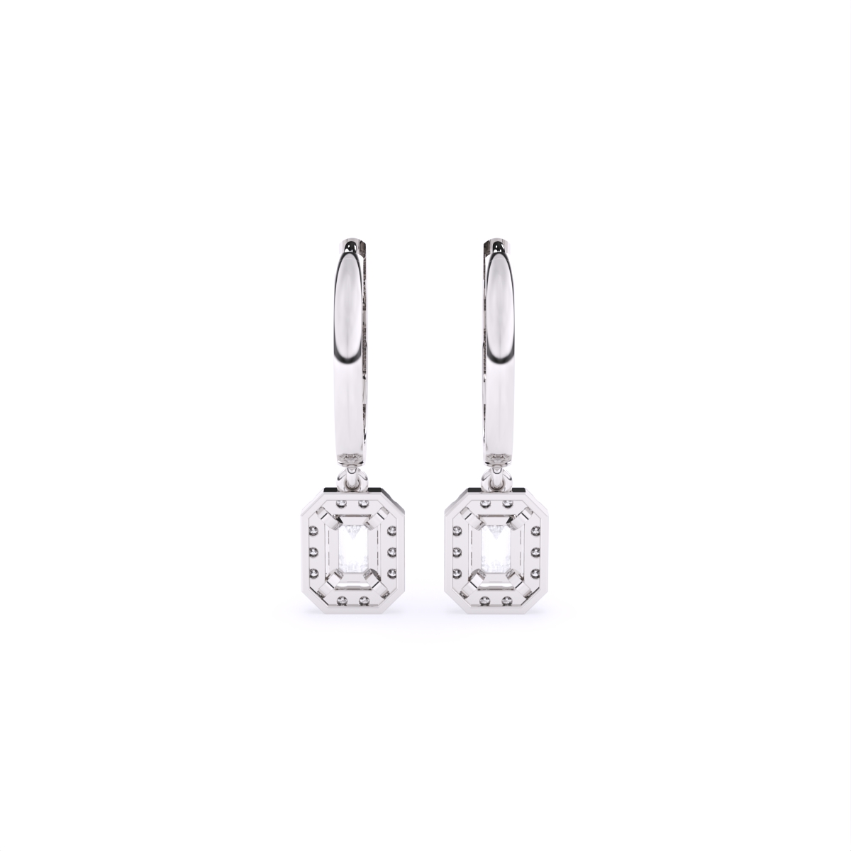 Glamorous Emerald Style Diamond Hoop Earrings