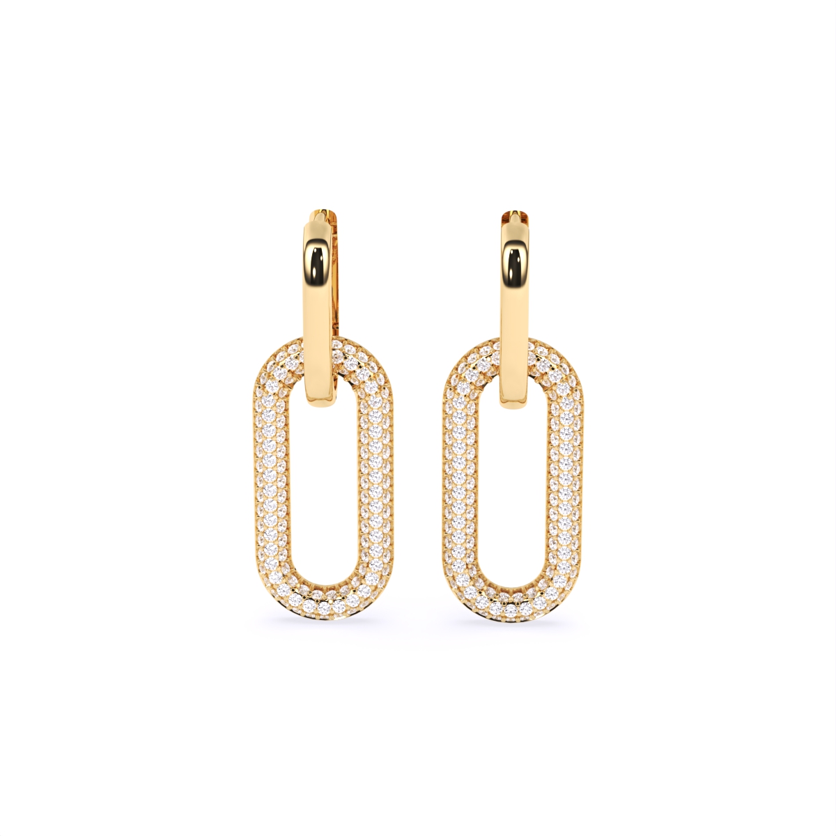 Fusion Link Diamond Hoops Earrings