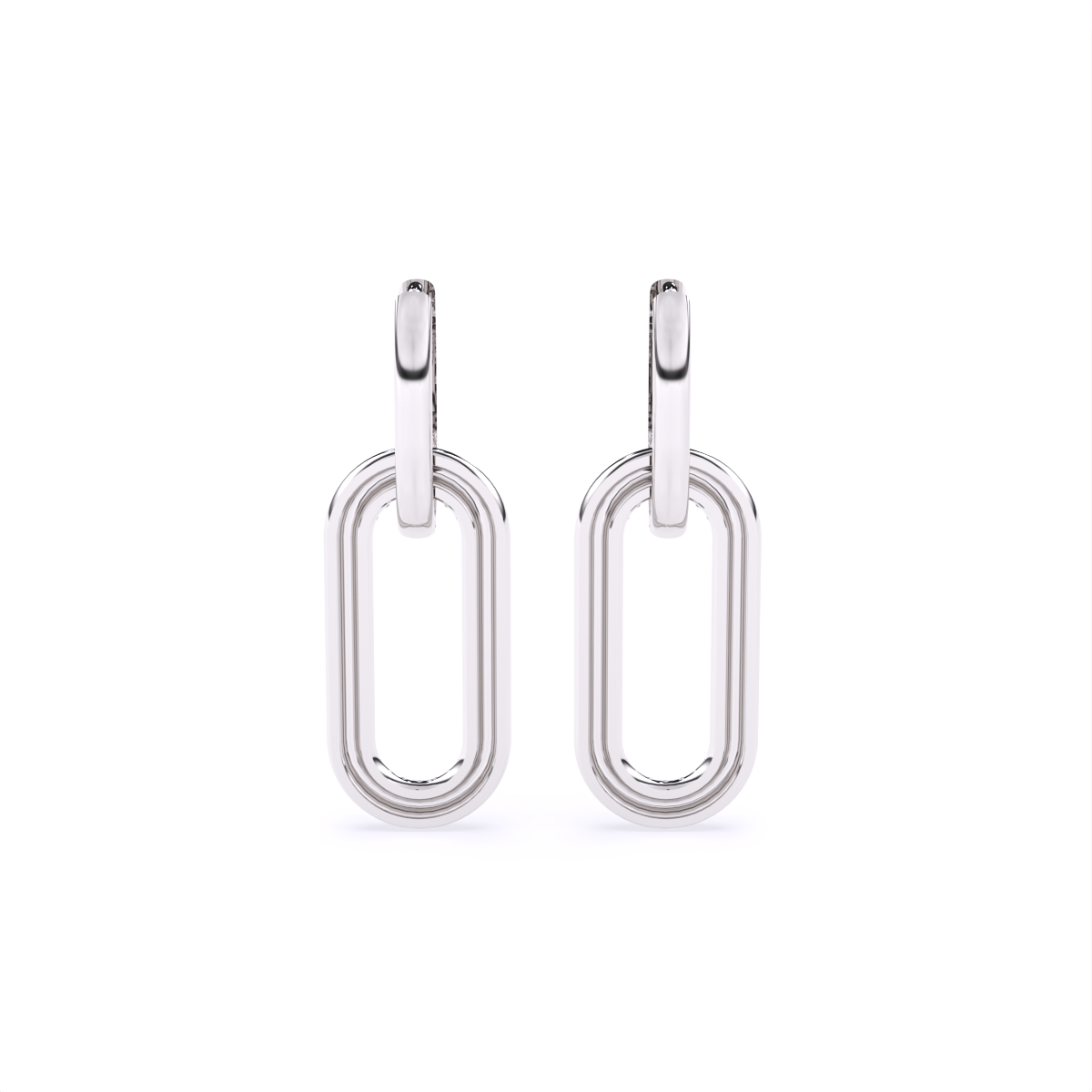 Fusion Link Diamond Hoops Earrings