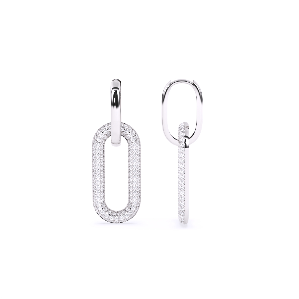 Fusion Link Diamond Hoops Earrings