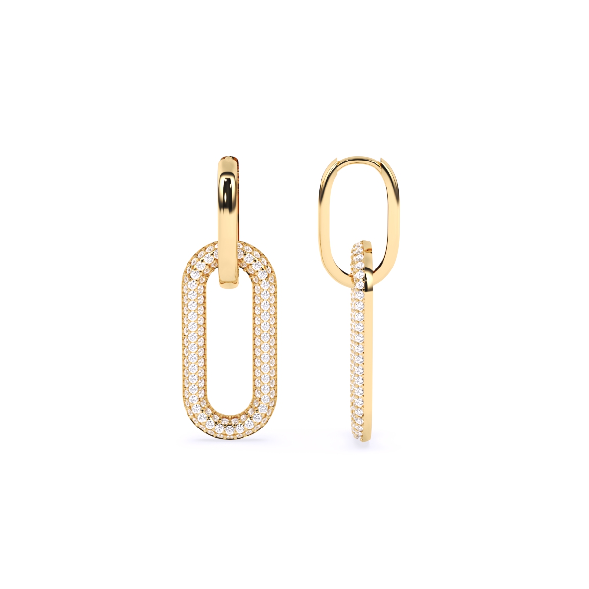 Fusion Link Diamond Hoops Earrings