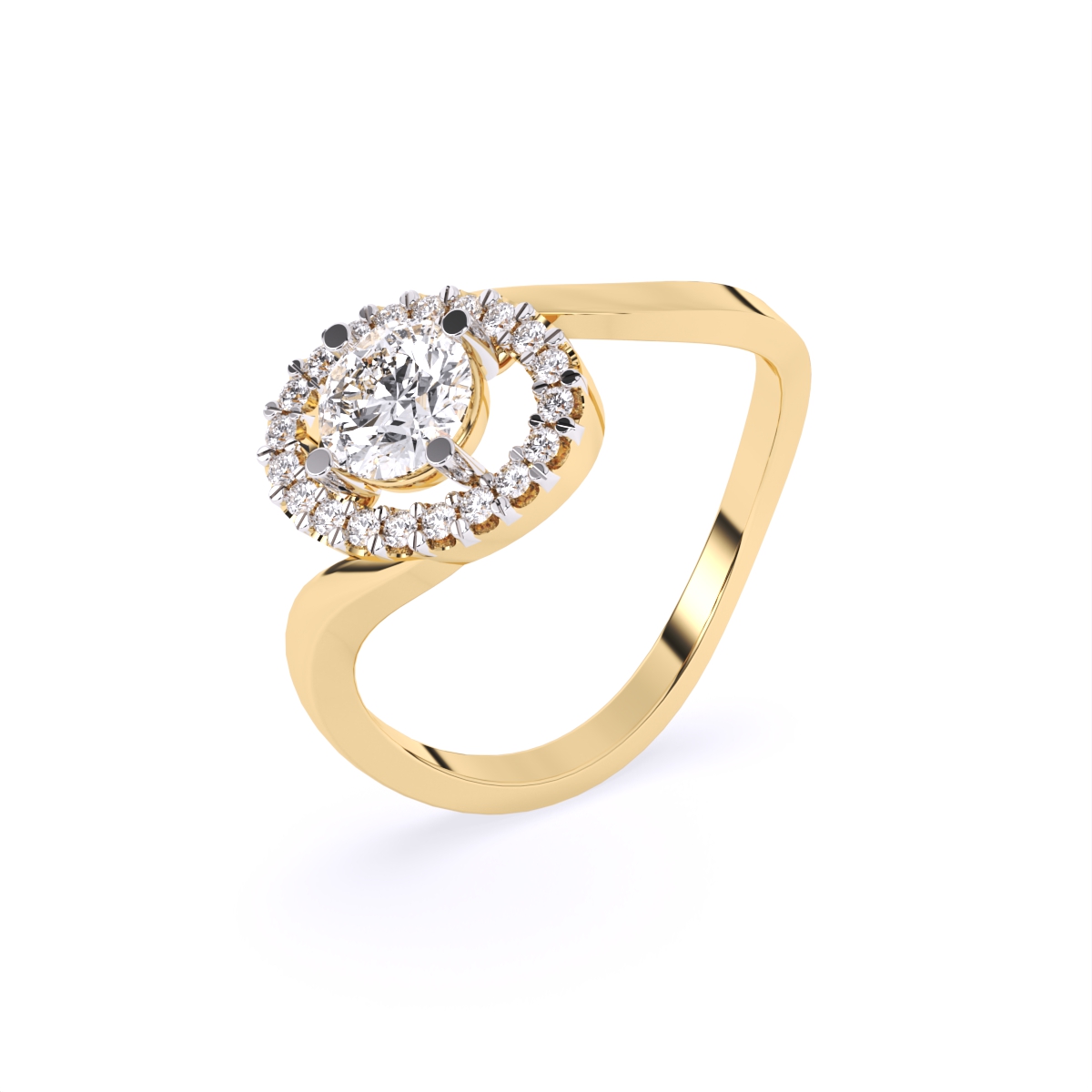 Round Halo Solitaire Diamond Ring