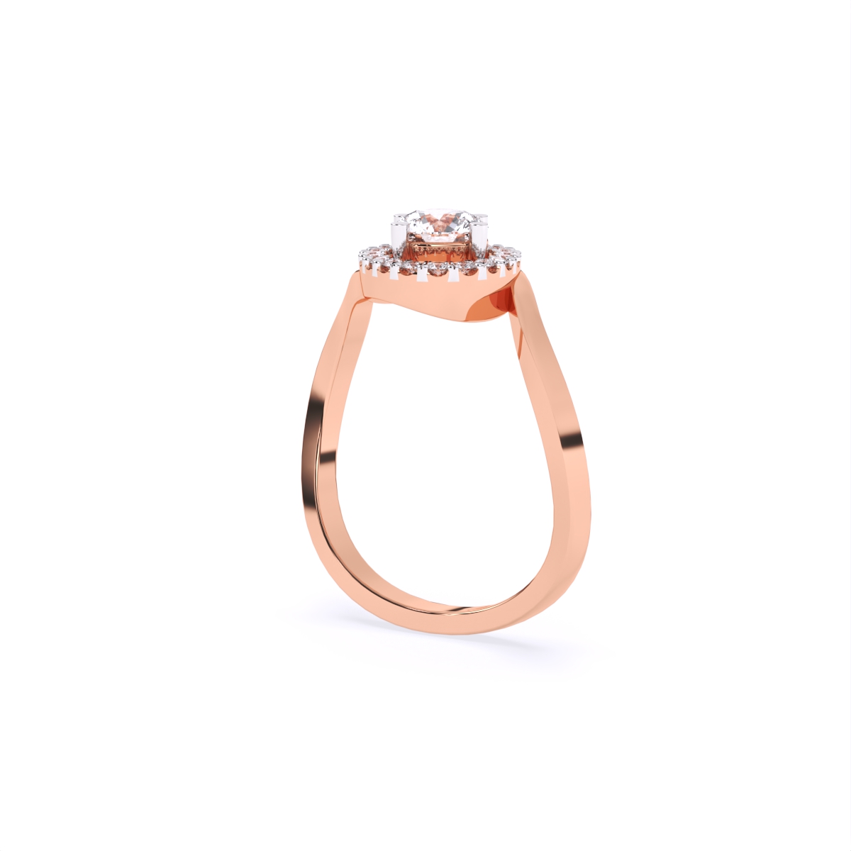 Round Halo Solitaire Diamond Ring