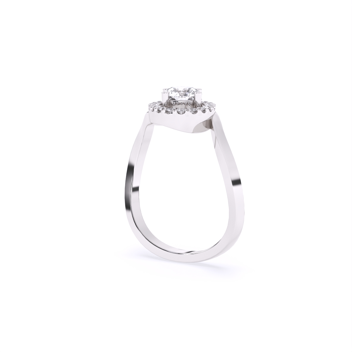 Round Halo Solitaire Diamond Ring