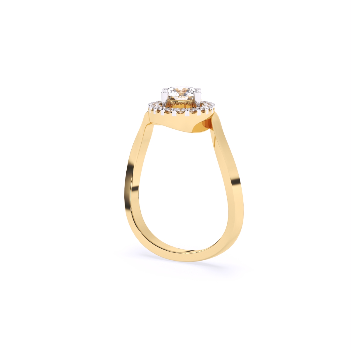 Round Halo Solitaire Diamond Ring