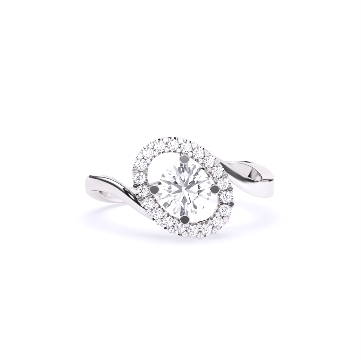 Round Halo Solitaire Diamond Ring