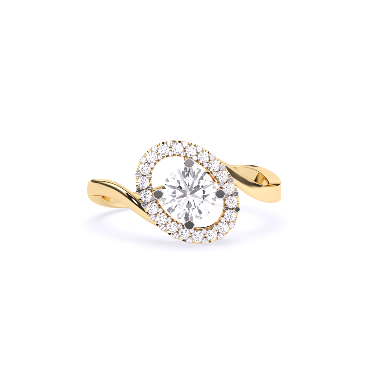 Round Halo Solitaire Diamond Ring