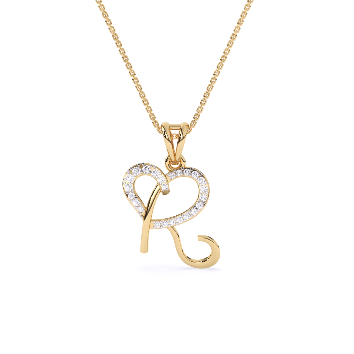 Elegant Heart-Shaped 'R' Pendant
