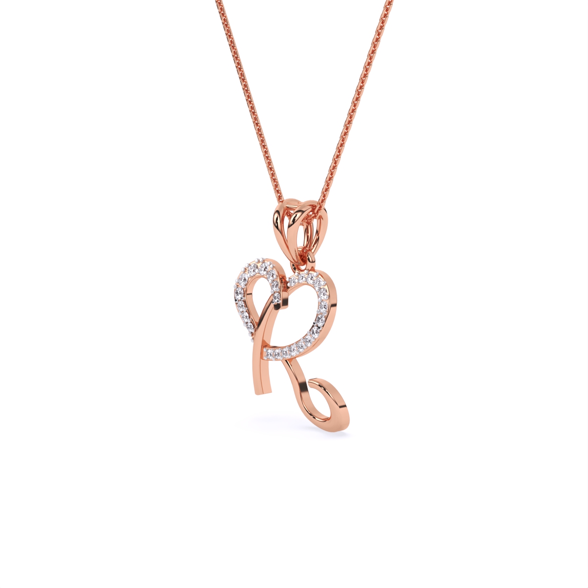 Elegant Heart-Shaped 'R' Pendant