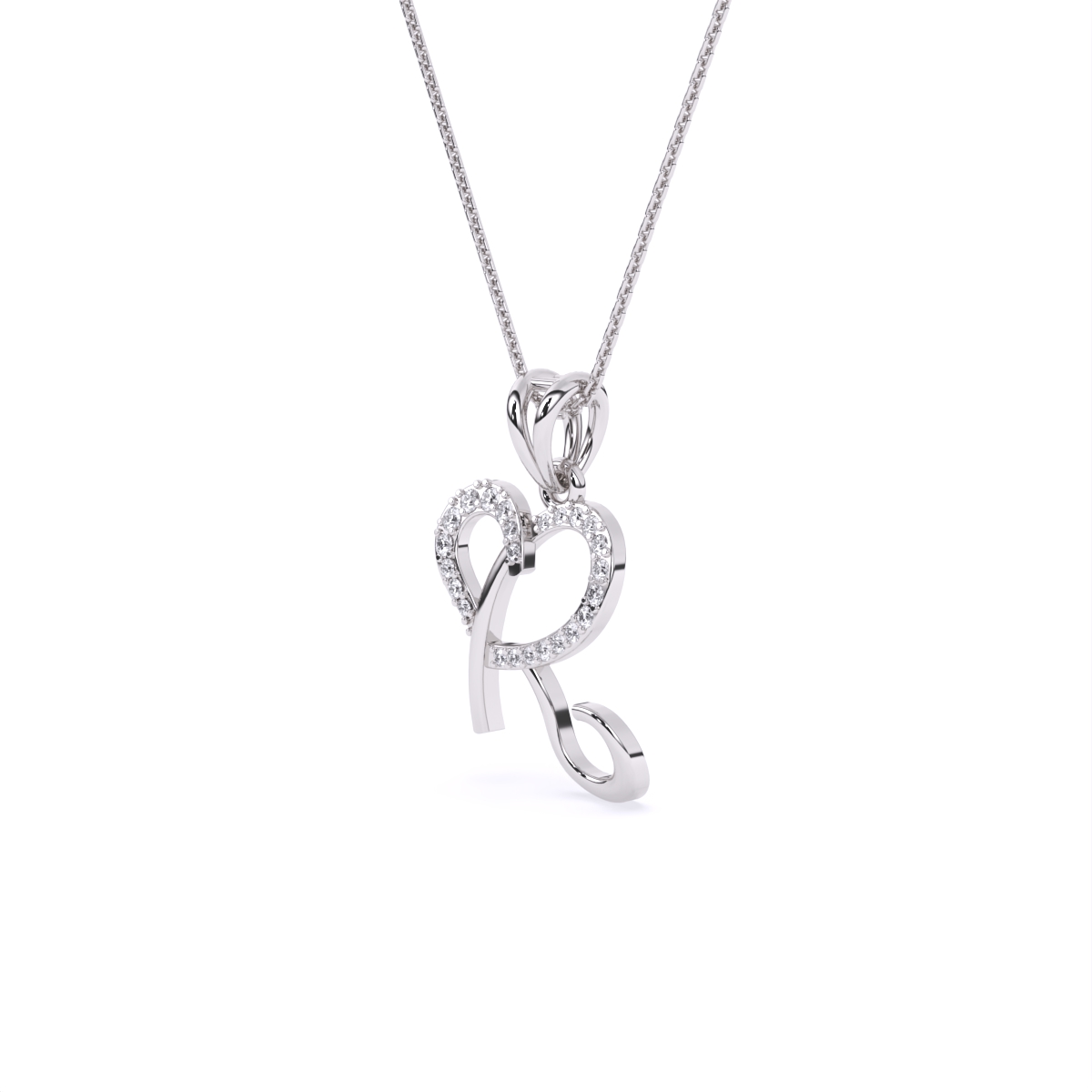 Elegant Heart-Shaped 'R' Pendant