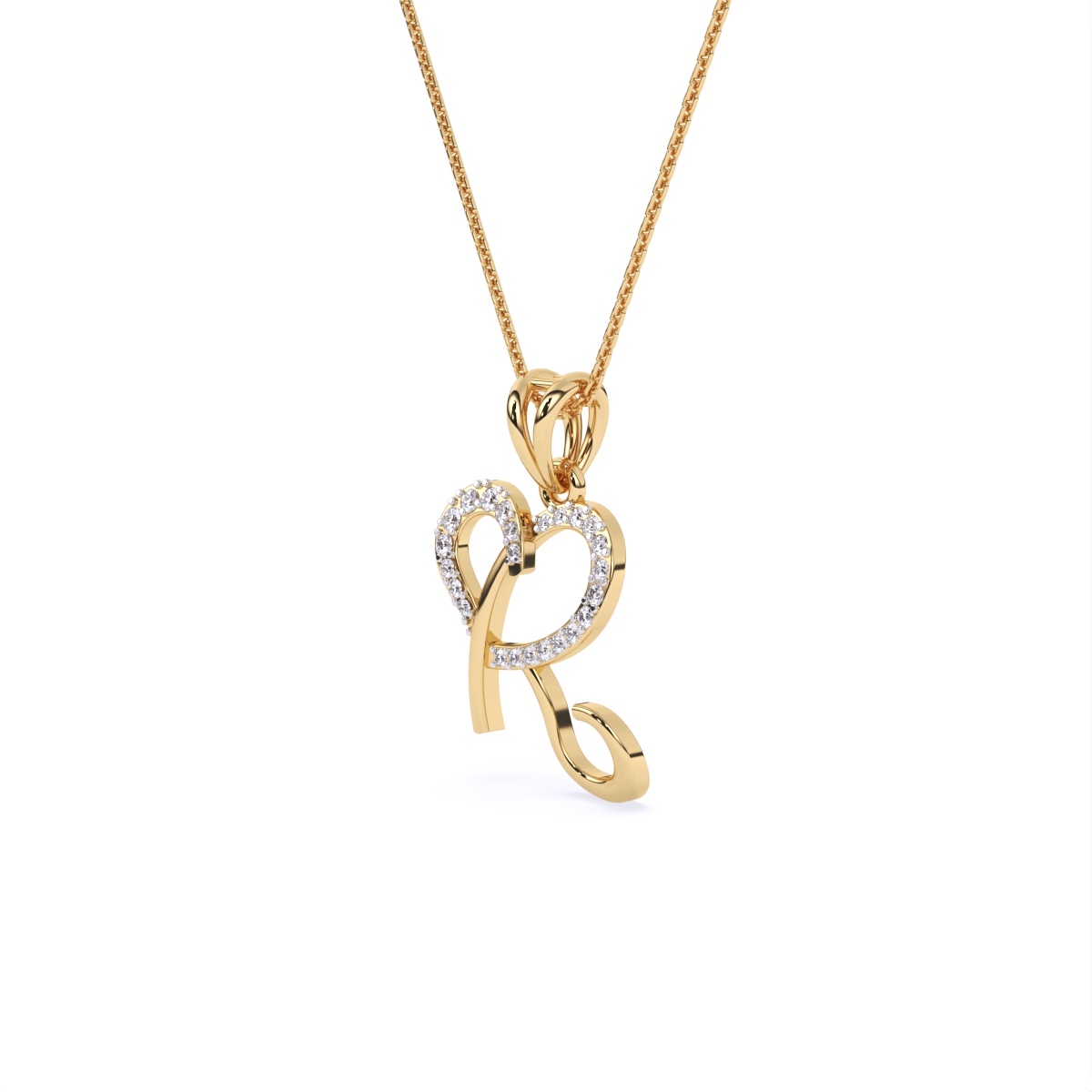 Elegant Heart-Shaped 'R' Pendant