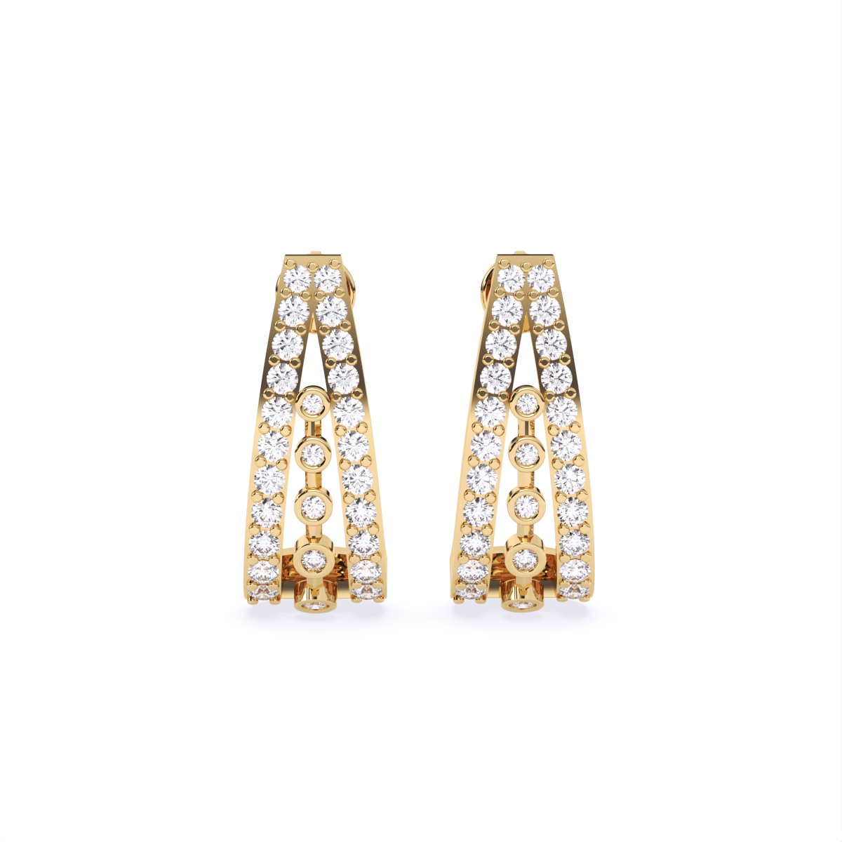 Triple Strap Line Diamond Earrings