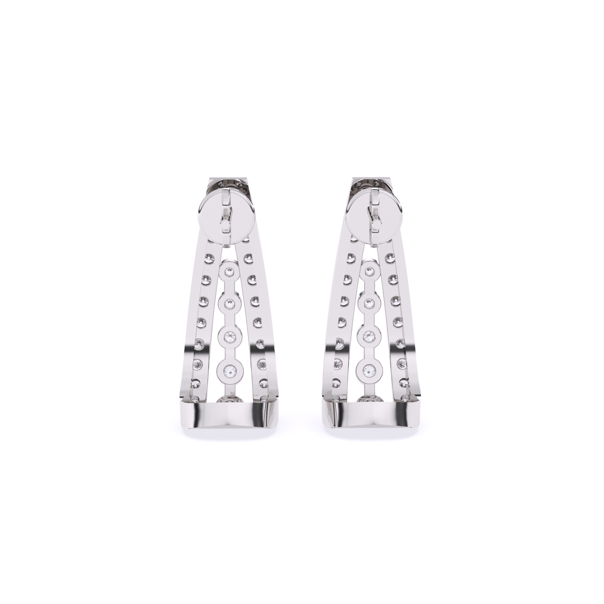 Triple Strap Line Diamond Earrings
