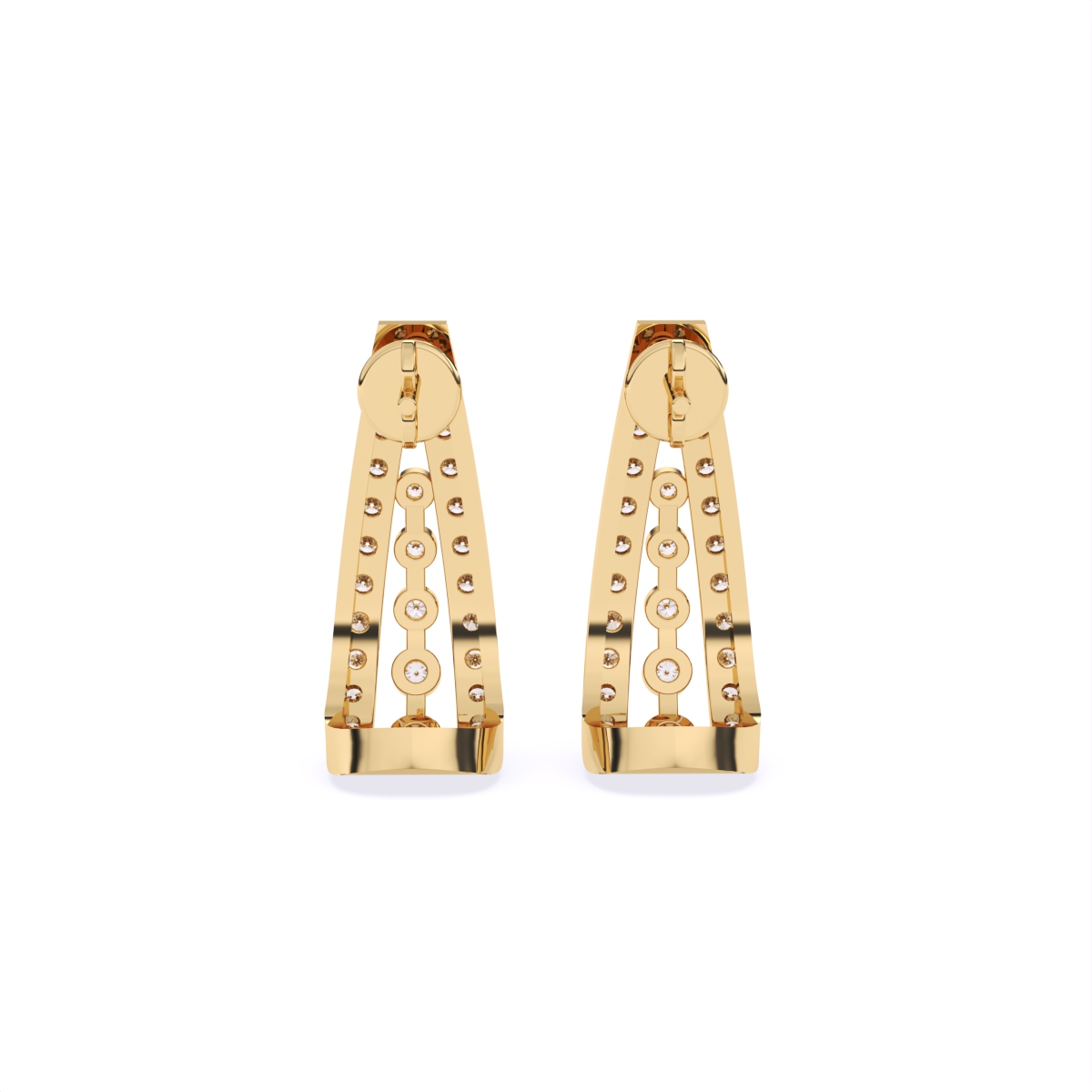 Triple Strap Line Diamond Earrings
