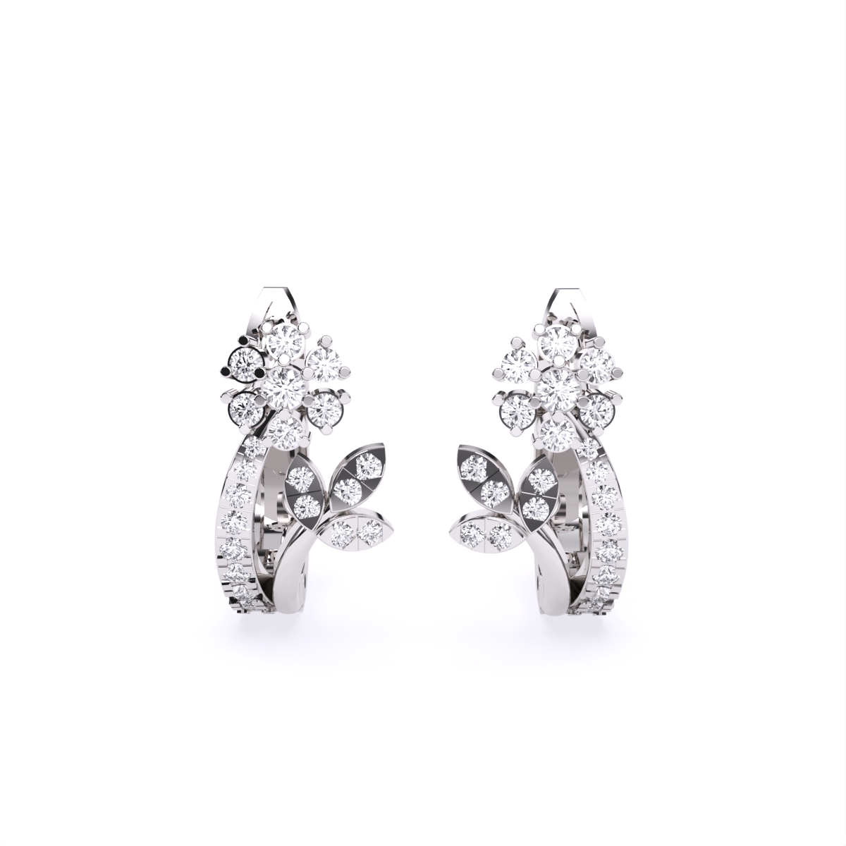Delicate Floral Style Diamond Earrings