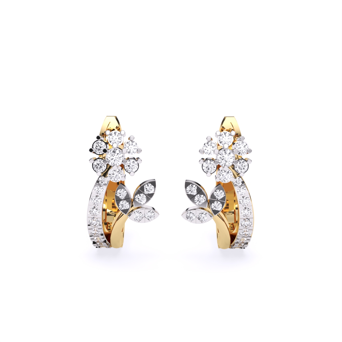 Delicate Floral Style Diamond Earrings