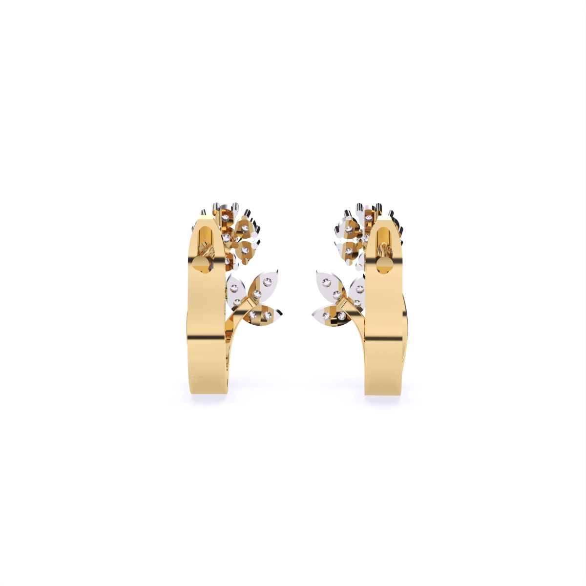 Delicate Floral Style Diamond Earrings