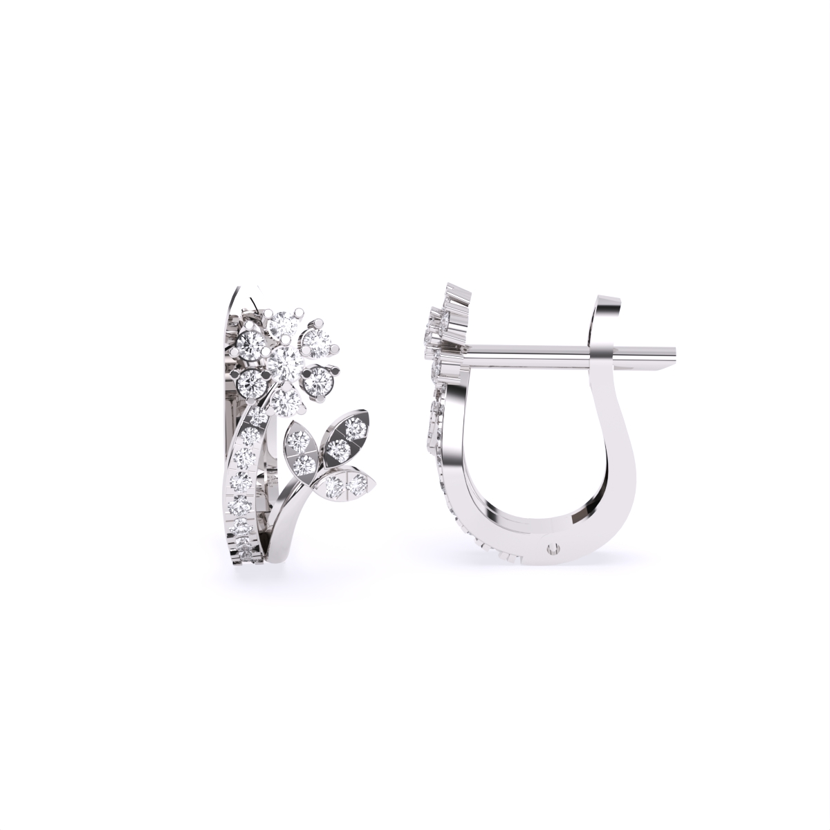 Delicate Floral Style Diamond Earrings