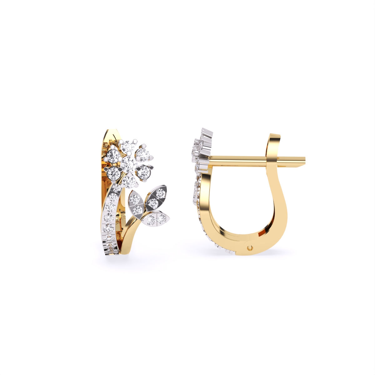 Delicate Floral Style Diamond Earrings