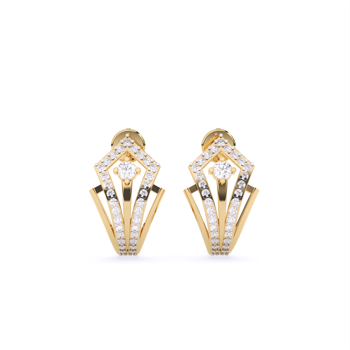 Classy Trio Crossover Diamond Stud Earrings