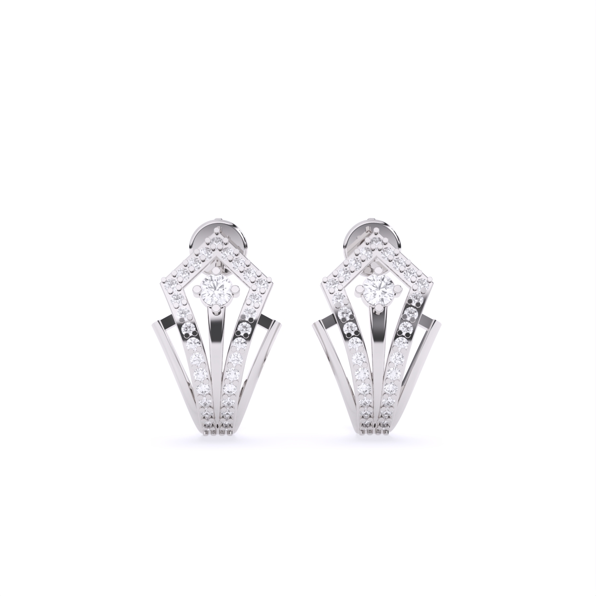 Classy Trio Crossover Diamond Stud Earrings